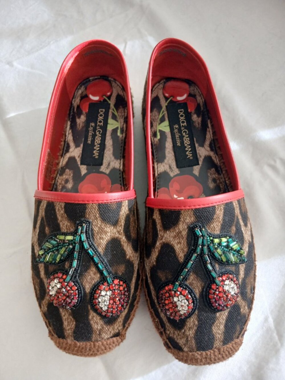 LIKE NEW! DOLCE & GABBANA Canvas Animal Print Espadrilles Size: 6| 36 Eu